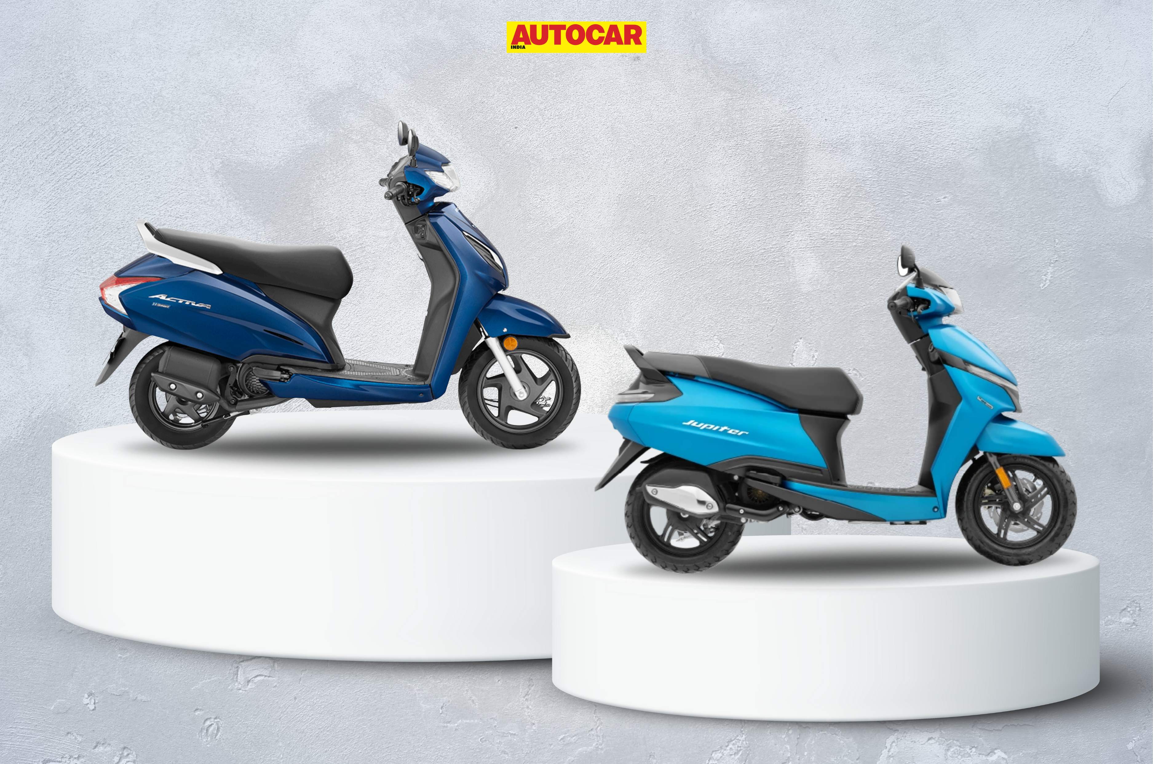 Honda Activa and TVS Jupiter side profile static